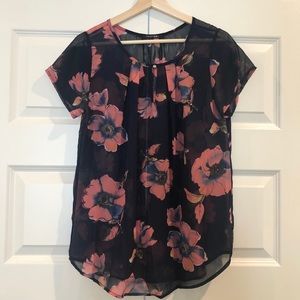 Sheer Navy Floral Top